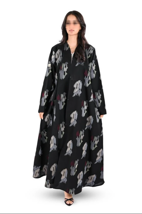 colorful embroidered crepe abaya