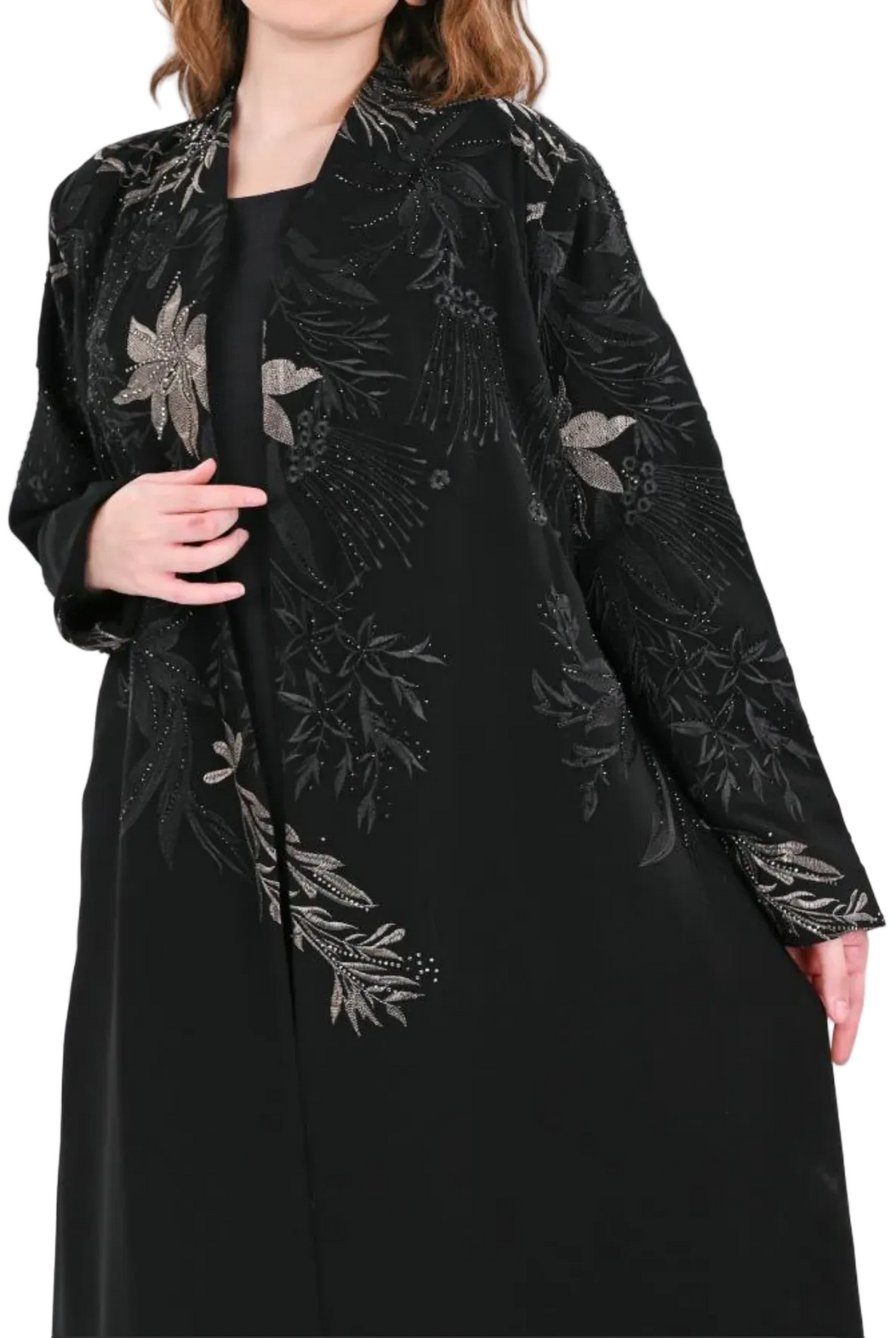 Royal blazer abaya with embroidery and sequins